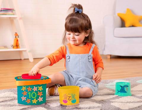 B. toys Stackable Numbered Cups with Bucket
