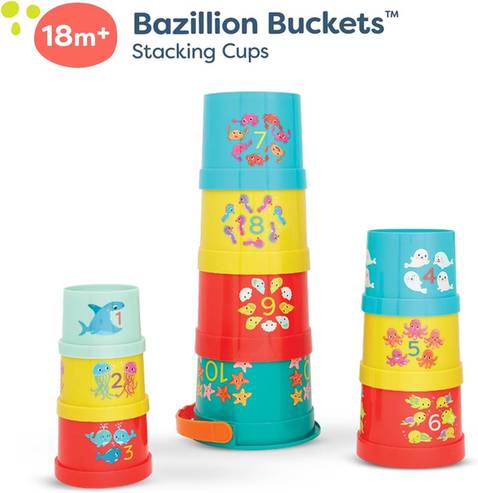 B. toys Stackable Numbered Cups with Bucket