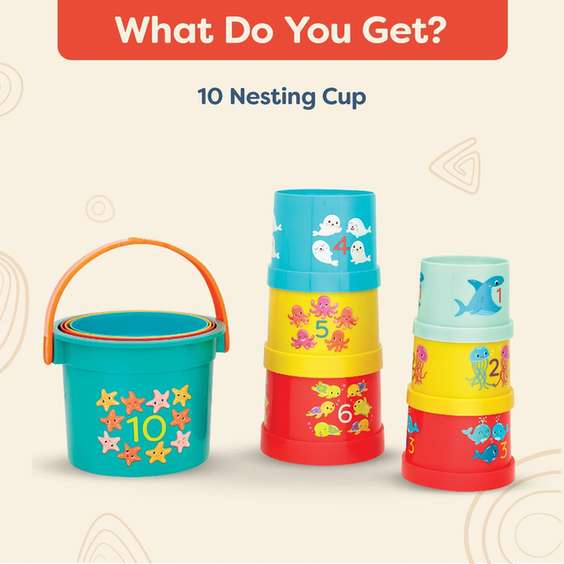 B. toys Stackable Numbered Cups with Bucket