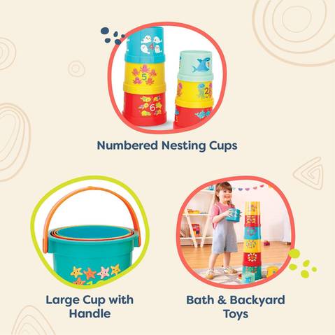 B. toys Stackable Numbered Cups with Bucket