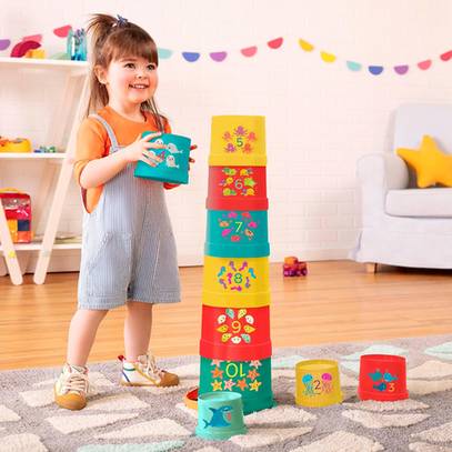 B. toys Stackable Numbered Cups with Bucket