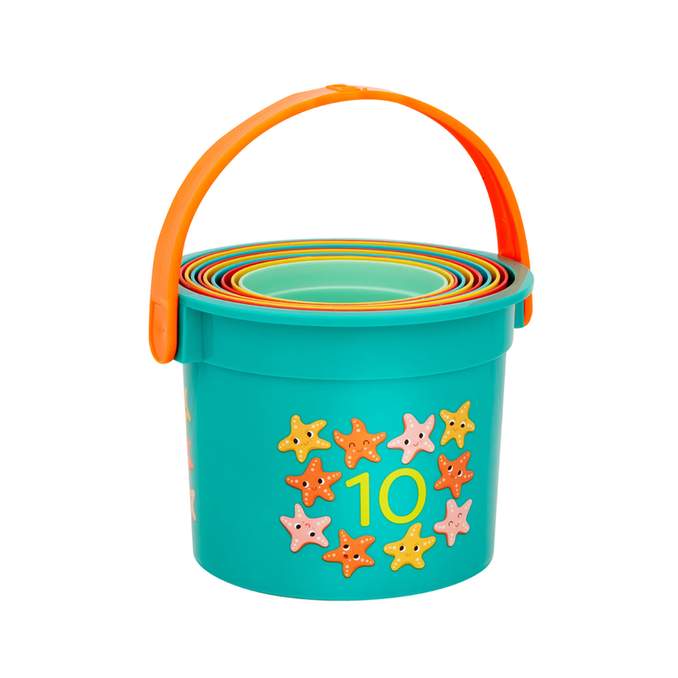 B. toys Stackable Numbered Cups with Bucket