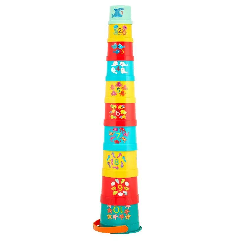 B. toys Stackable Numbered Cups with Bucket