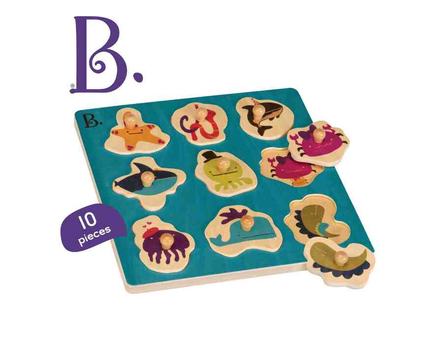 B. toys Underwater Wooden Peg Puzzle, 9 Pieces