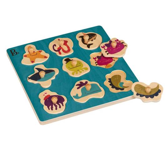 B. toys Underwater Wooden Peg Puzzle, 9 Pieces
