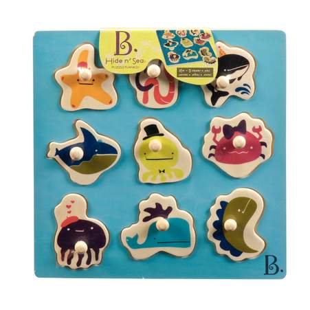 B. toys Underwater Wooden Peg Puzzle, 9 Pieces