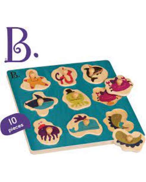 B. toys Underwater Wooden Peg Puzzle, 9 Pieces