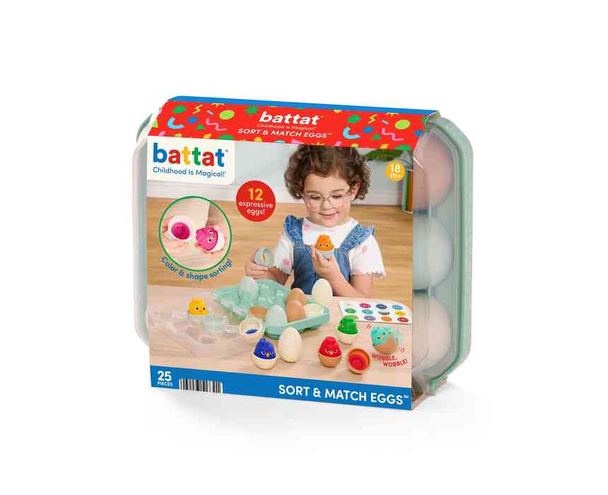 Battat Sort and Match Wobble Eggs, 12 Pieces