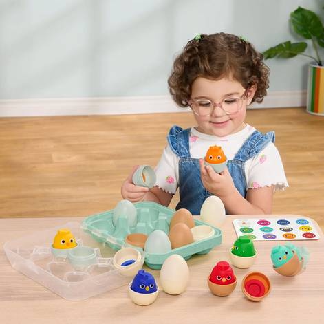Battat Sort and Match Wobble Eggs, 12 Pieces