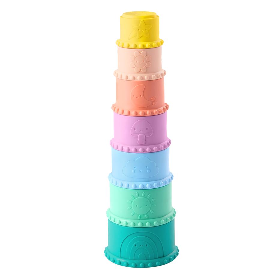 B. toys Stackin Squishies Sensory Blocks and Stacking Cups, 17 Pieces