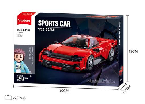 Sluban Famous Car Building Bricks, Red, 227 Pieces