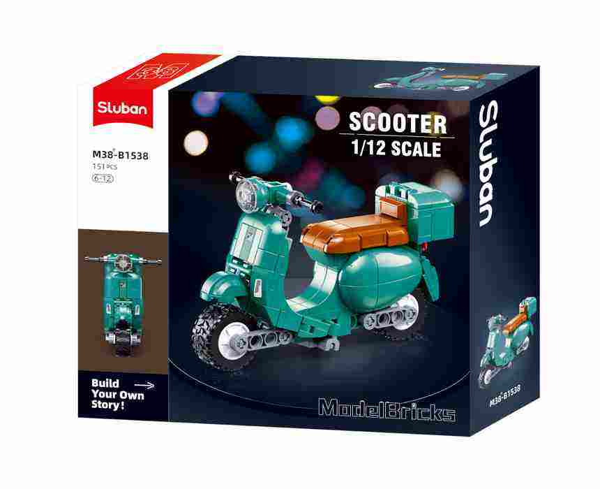 Sluban Retro Scooter Building Bricks, Green, 151 Pieces