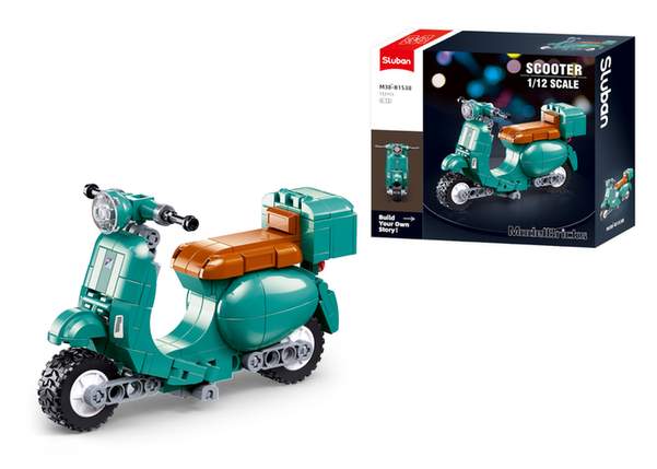 Sluban Retro Scooter Building Bricks, Green, 151 Pieces