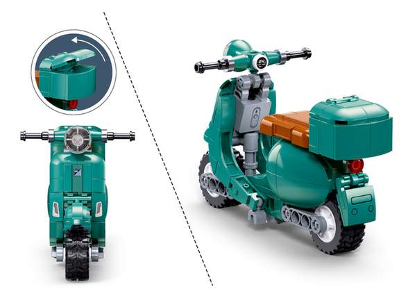 Sluban Retro Scooter Building Bricks, Green, 151 Pieces