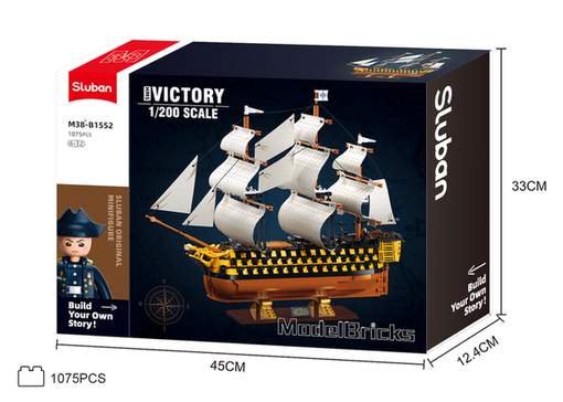 Sluban HMS Victory Sailing Ship Building Bricks, 1075 Pieces