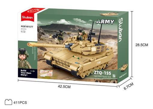 Sluban Type 15 Light Tank Building Bricks, 411 Pieces