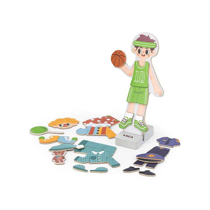 Wooden Magnetic Dress Up Puzzle, Boy