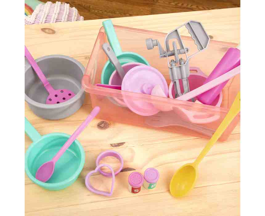 Kids Cooking Set in a Box, Pink and Grey