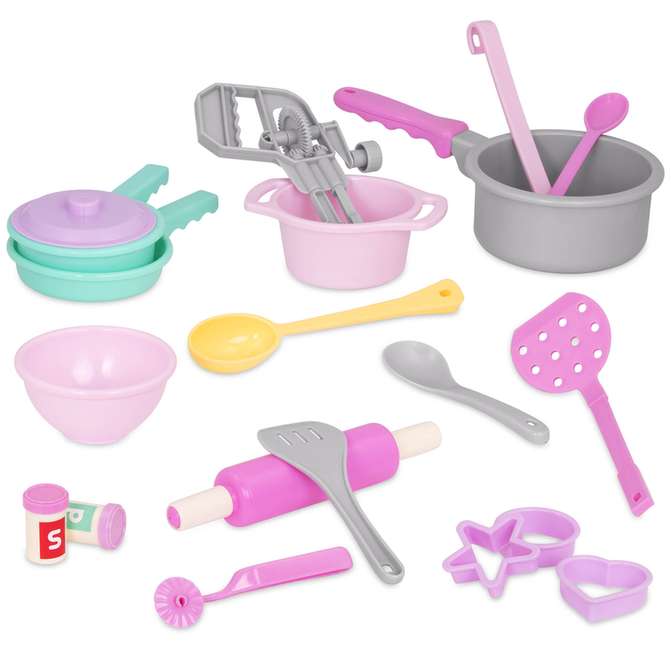 Kids Cooking Set in a Box, Pink and Grey