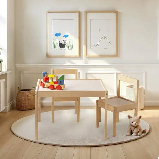 Kukka Solid Wood Kids Table and Chair Set