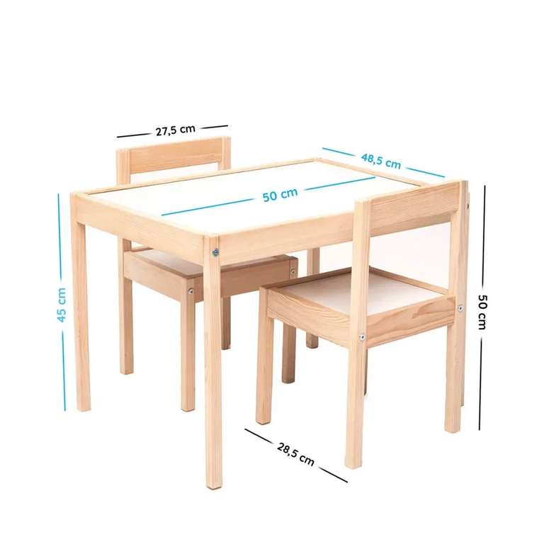 Kukka Solid Wood Kids Table and Chair Set