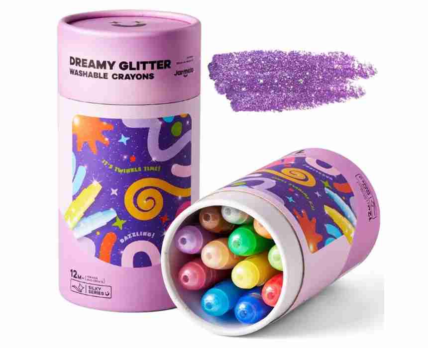 Jar Melo Dreamy Glitter Washable Crayons, 12 Colors