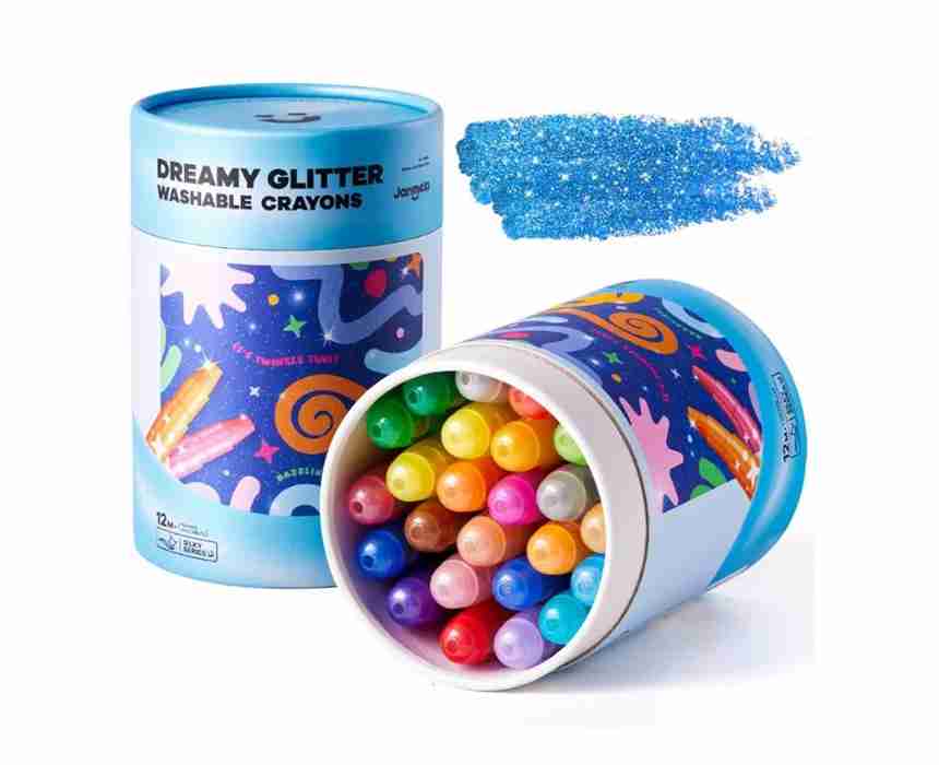 Jar Melo Dreamy Glitter Washable Crayons, 24 Colors
