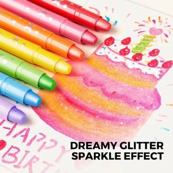Jar Melo Dreamy Glitter Washable Crayons, 24 Colors