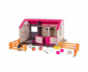LORI Horse Barn Stable Playset, 25 Pieces