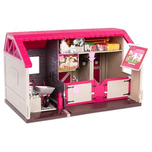 LORI Horse Barn Stable Playset, 25 Pieces