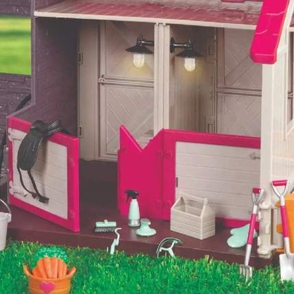LORI Horse Barn Stable Playset, 25 Pieces