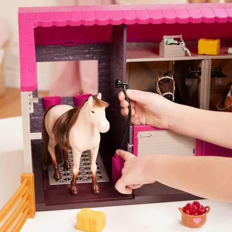 LORI Horse Barn Stable Playset, 25 Pieces