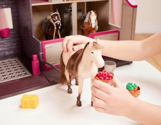 LORI Horse Barn Stable Playset, 25 Pieces