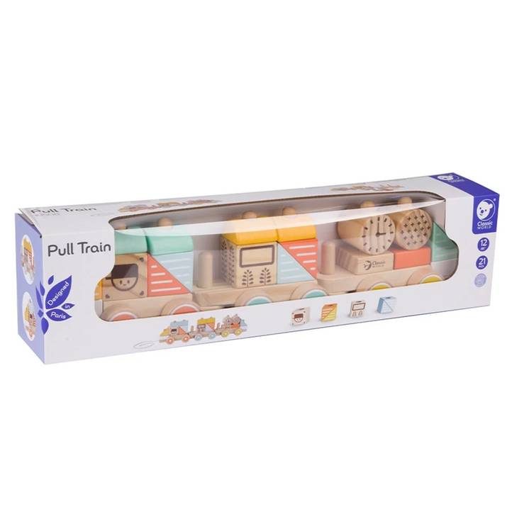 Wooden Pull Along Shape Train