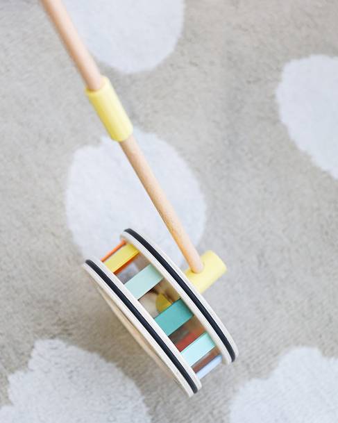 Wooden Rainbow Roll Push Toy