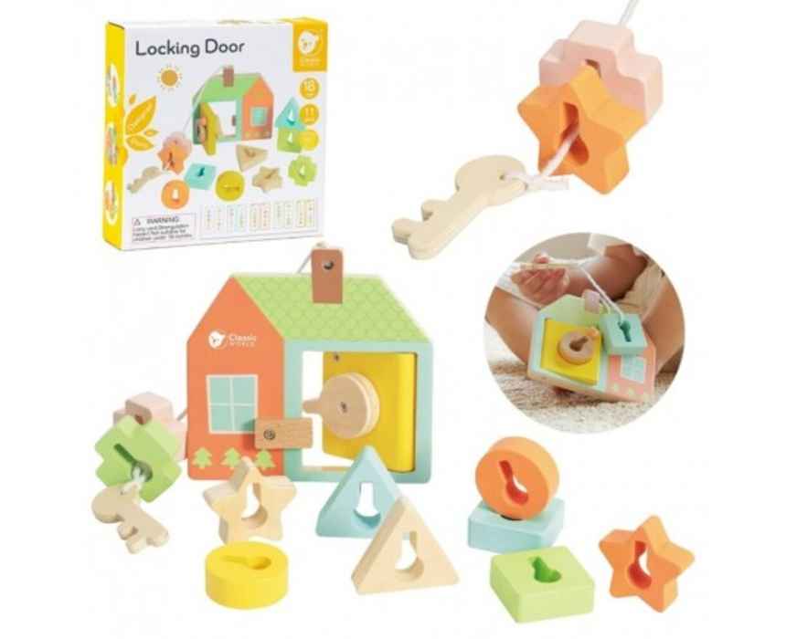 Wooden Locking Door Shape Sorter