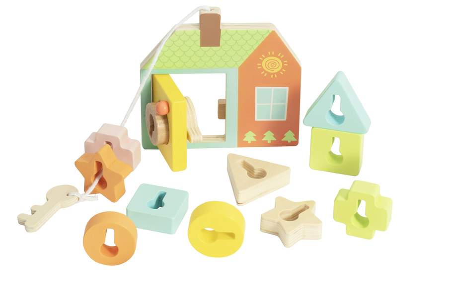 Wooden Locking Door Shape Sorter
