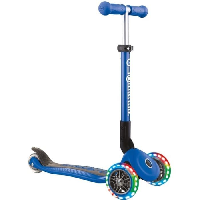 Globber Junior Foldable Lights Scooter, Navy Blue