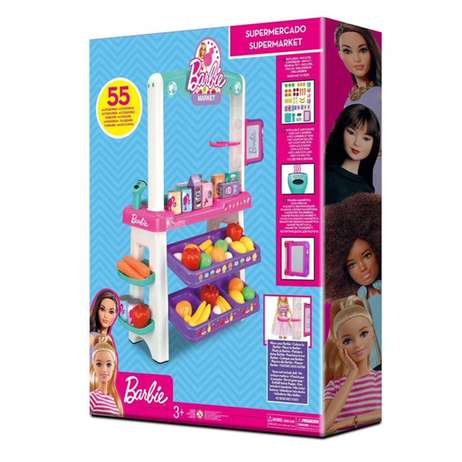 Barbie Supermarket Playset with Light and Sound, 55 Accessories