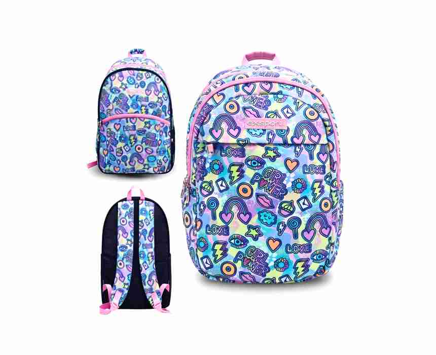 Exsport Multi-Compartment School Backpack, Girl Power Print