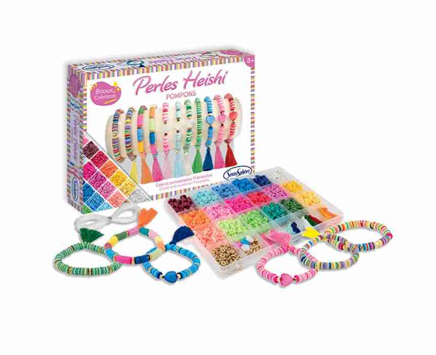 Heishi Beads Bracelet Kit with Pompoms