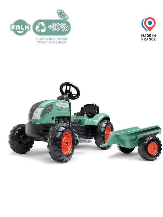 Falk Vintage Farm Lander Pedal Tractor with Trailer, Green