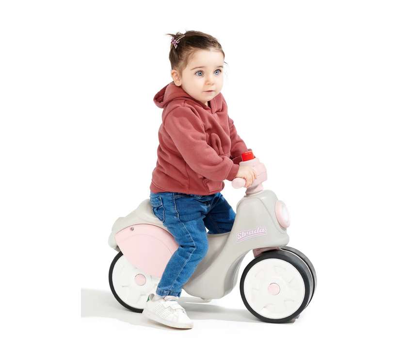 Falk Strada Balance Bike Scooter, Cream and Pink