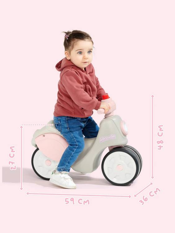 Falk Strada Balance Bike Scooter, Cream and Pink