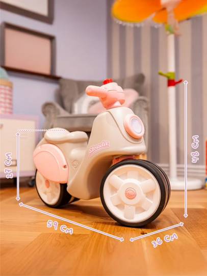 Falk Strada Balance Bike Scooter, Cream and Pink