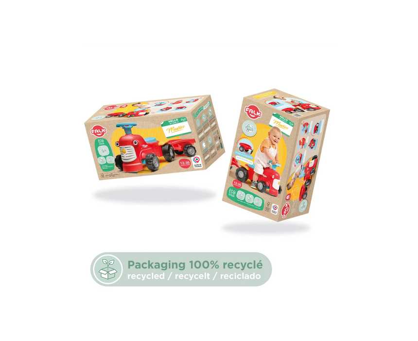 Falk Maurice Retro Ride-on Tractor with Trailer, Red