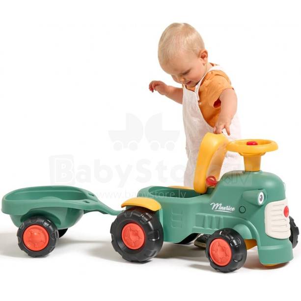 Falk Maurice Retro Ride-on Tractor with Trailer, Green