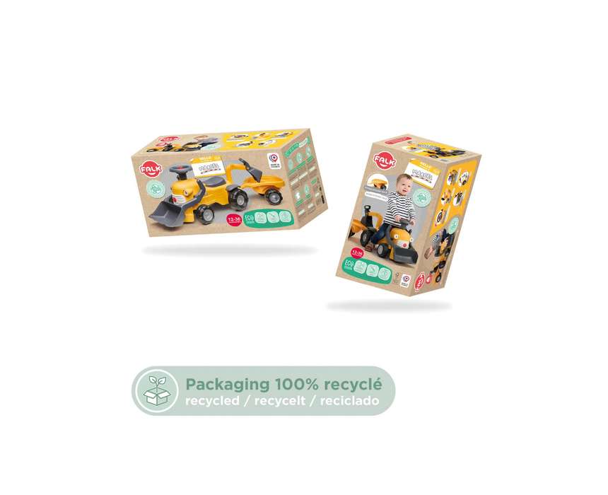 Falk Marcel Construction Ride-on Carrier with Excavator and Trailer, Yellow