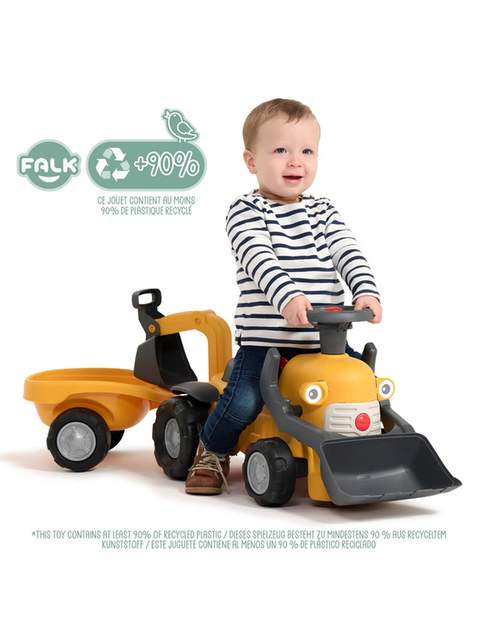 Falk Marcel Construction Ride-on Carrier with Excavator and Trailer, Yellow
