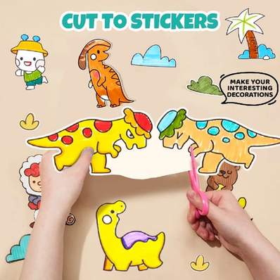 Jar Melo Sticky Coloring Poster Roll, Dinosaur Adventures